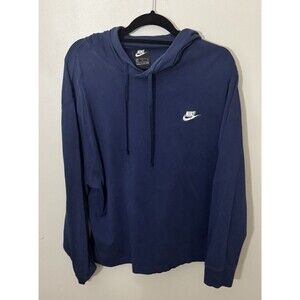 Nike Navy Cotton Drawstring Pullover Hoodie Sweatshirt Men XL